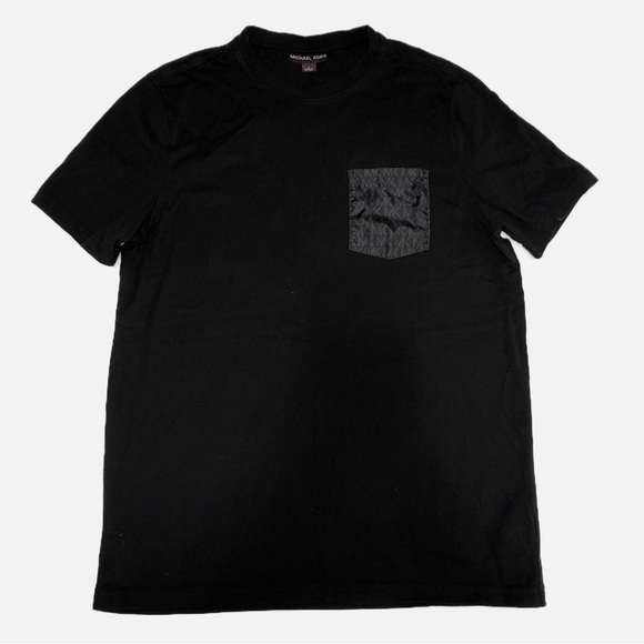 Michael Kors Mens Size Small Elevated T-Shirt Black Pocket Short Sleeves Cotton - Picture 1 of 6